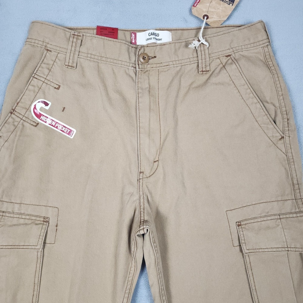 Levis Cargo Pants Mens Size 34x32 Khaki Loose Straight Workwear Utility NWT - Picture 2 of 6